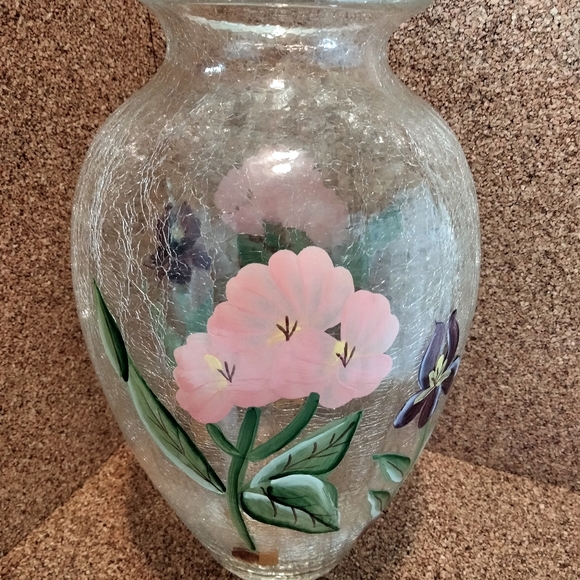 Art glass tall Crackle vase with beautiful details and colors Romanian - Picture 4 of 6